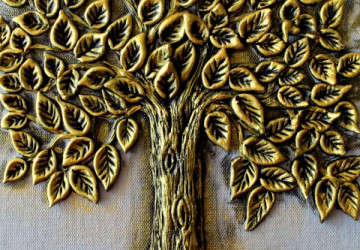 bronz kabartma ağaç